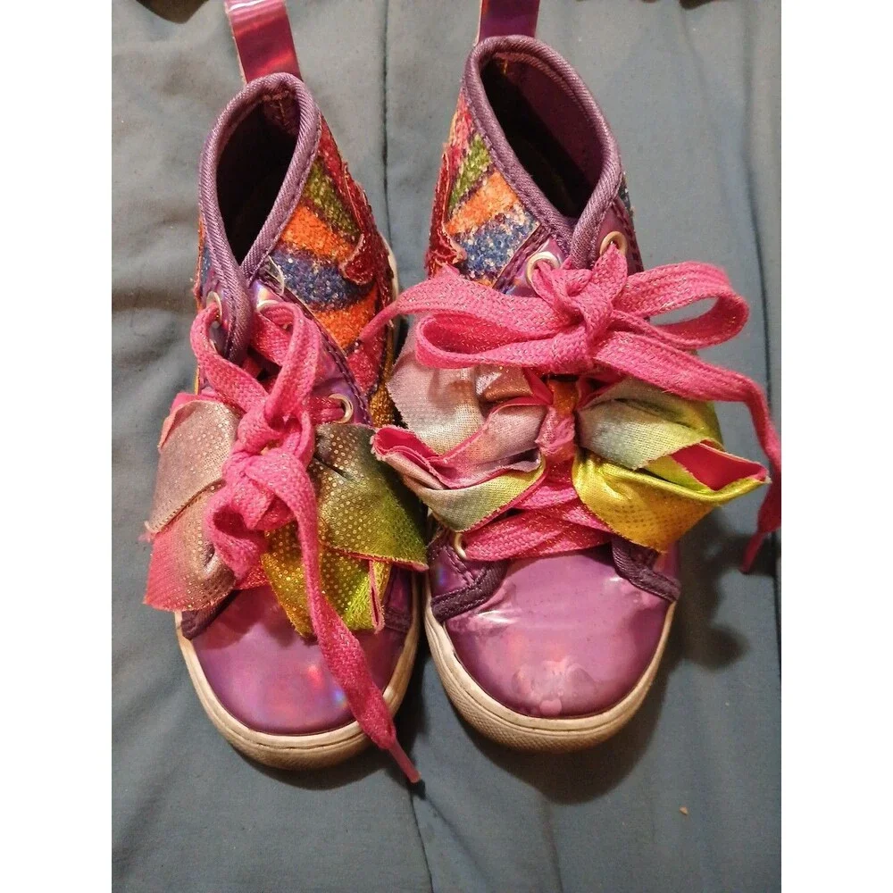 JoJo Siwa Sparkle Swirl Rainbow Star Bow Sneakers Kids 10